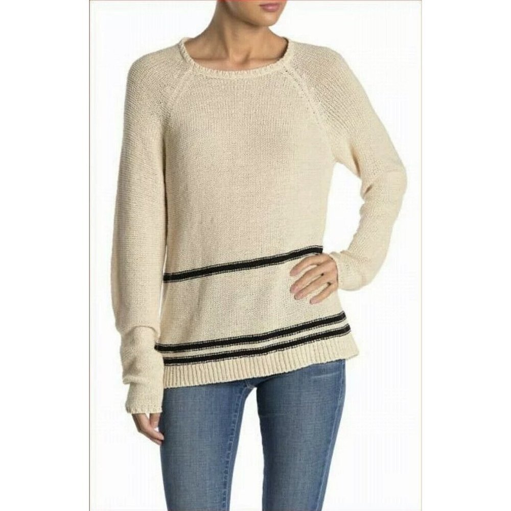 MAGASCHONI Womens Sweater Beige Striped Pullover Tunic Size XS